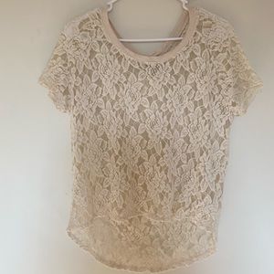 EXPRESS Cream lace women’s top